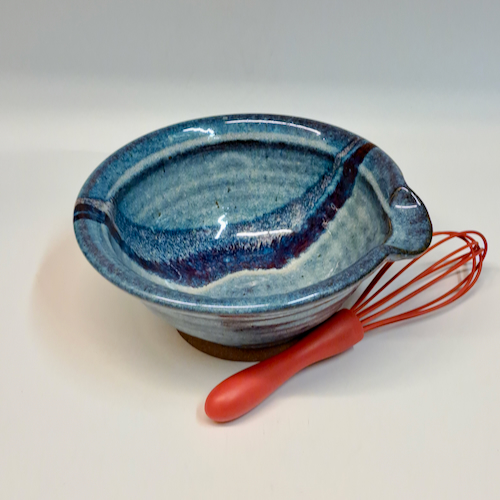 #230737 Mixing Bowl with Spout Blue/Red/White $16.50 at Hunter Wolff Gallery